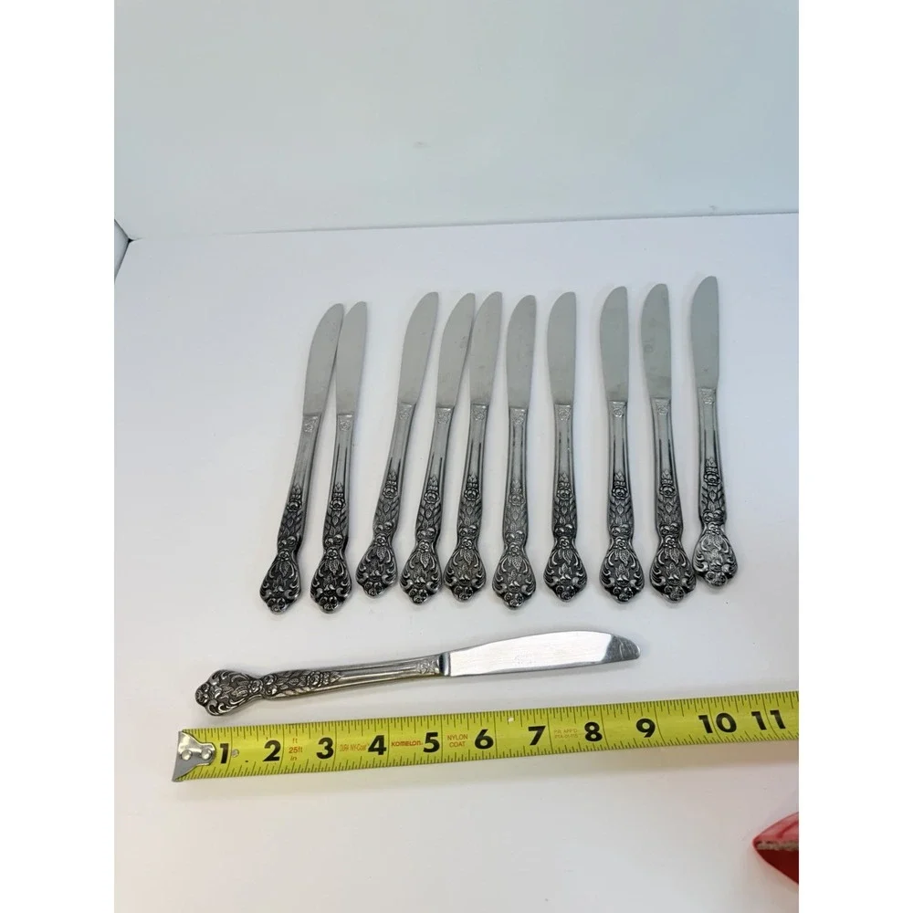 Versailles Dinner Knives Stainless by MSI Japan Set Of 11 Floral Crafting